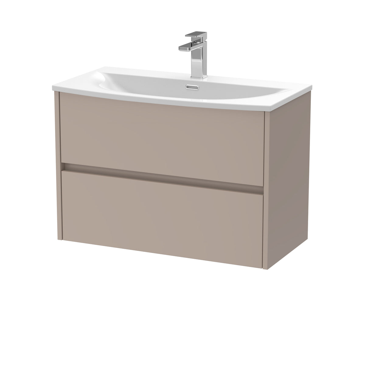 Nuie Havana 800mm 2 Drawer Wall Hung Vanity Unit With U-Shaped Curved Basin