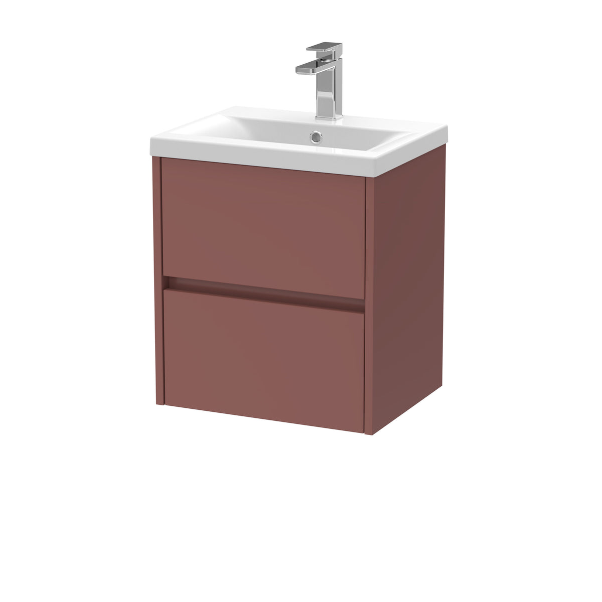 Nuie Havana 500mm 2 Drawer Wall Hung Vanity Unit With Mid-Edge Basin
