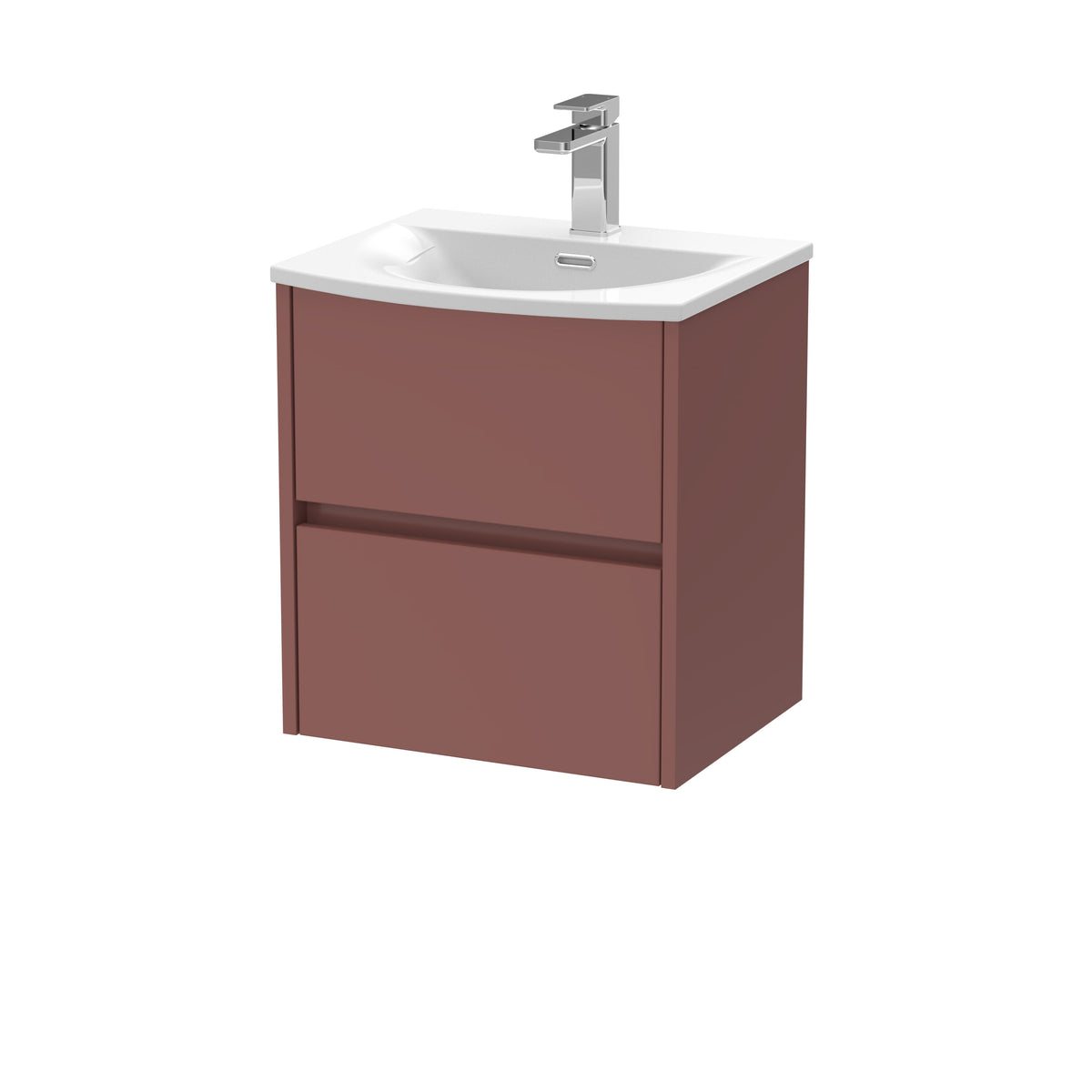 Nuie Havana 500mm 2 Drawer Wall Hung Vanity Unit With U-Shaped Curved Basin