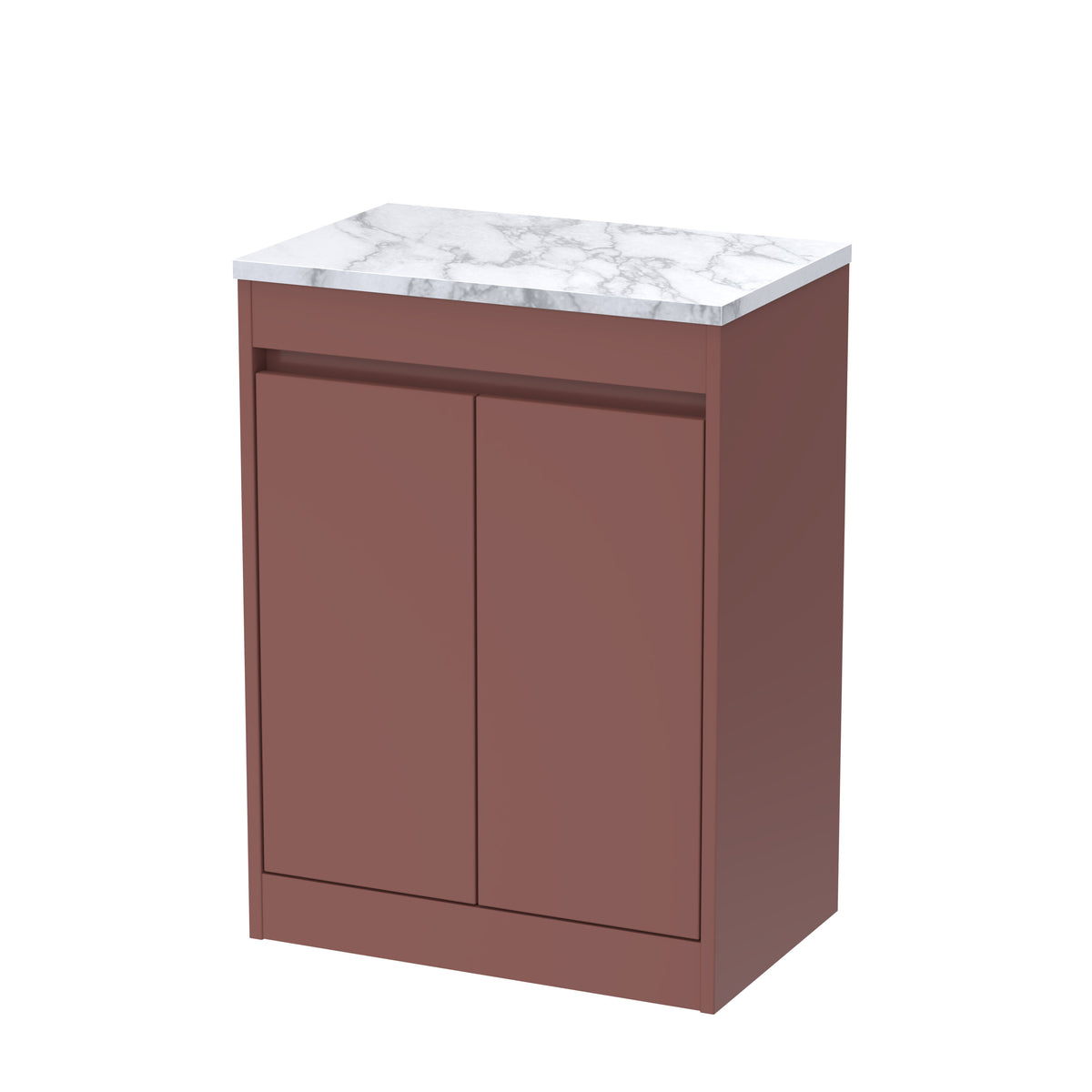 Nuie Havana 600mm 2 Door Floor Standing Vanity Unit With Carrera Marble Worktop