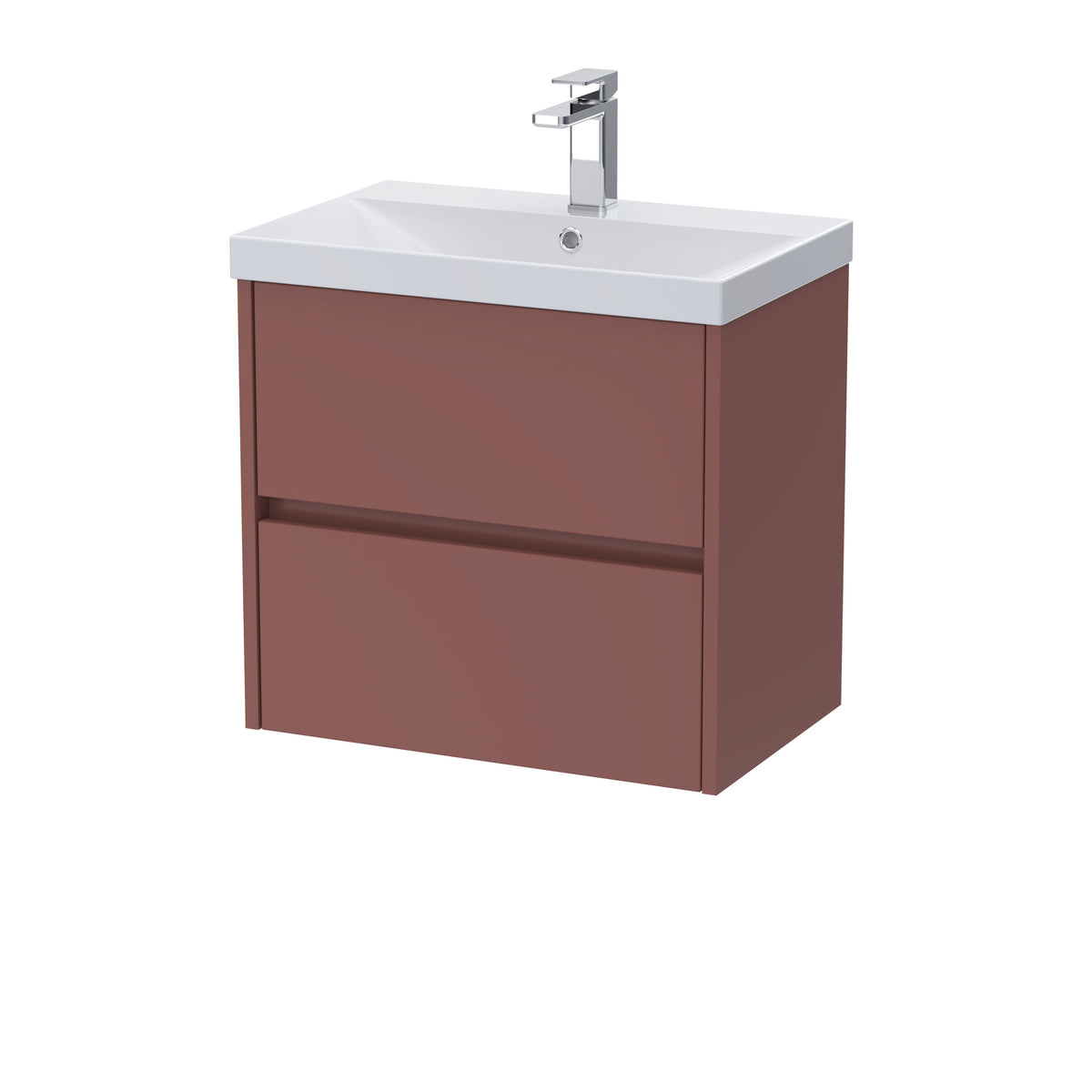 Nuie Havana 600mm 2 Drawer Wall Hung Vanity Unit With Thin Edge Basin