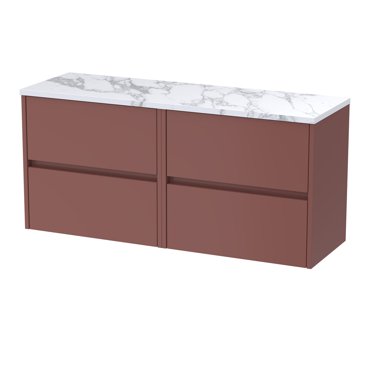 Nuie Havana 1200mm 4 Drawer Wall Hung Vanity With Carrara Laminate Worktop