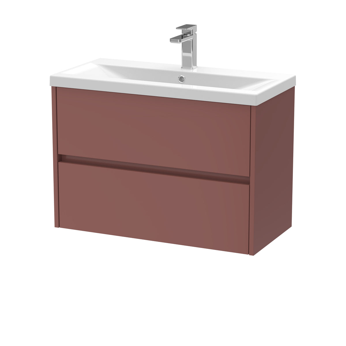 Nuie Havana 800mm 2 Drawer Wall Hung Vanity Unit With Mid-Edge Basin