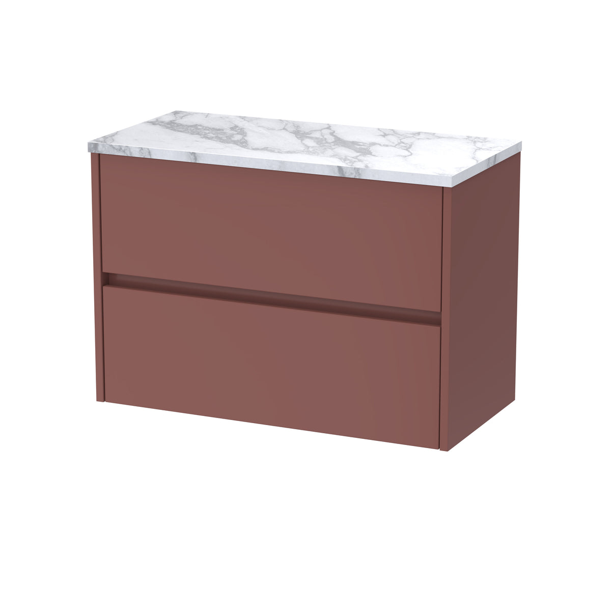 Nuie Havana 800mm 2 Drawer Wall Hung Vanity Unit With Carrara Laminate Worktop