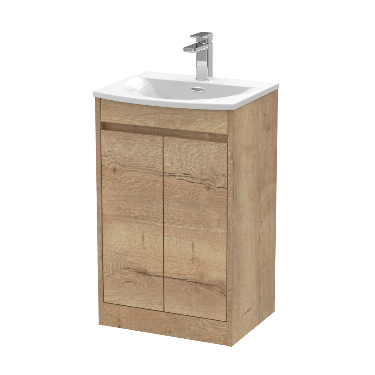 Nuie Havana 500mm 2 Door Floor Standing Vanity Unit With Curved Basin