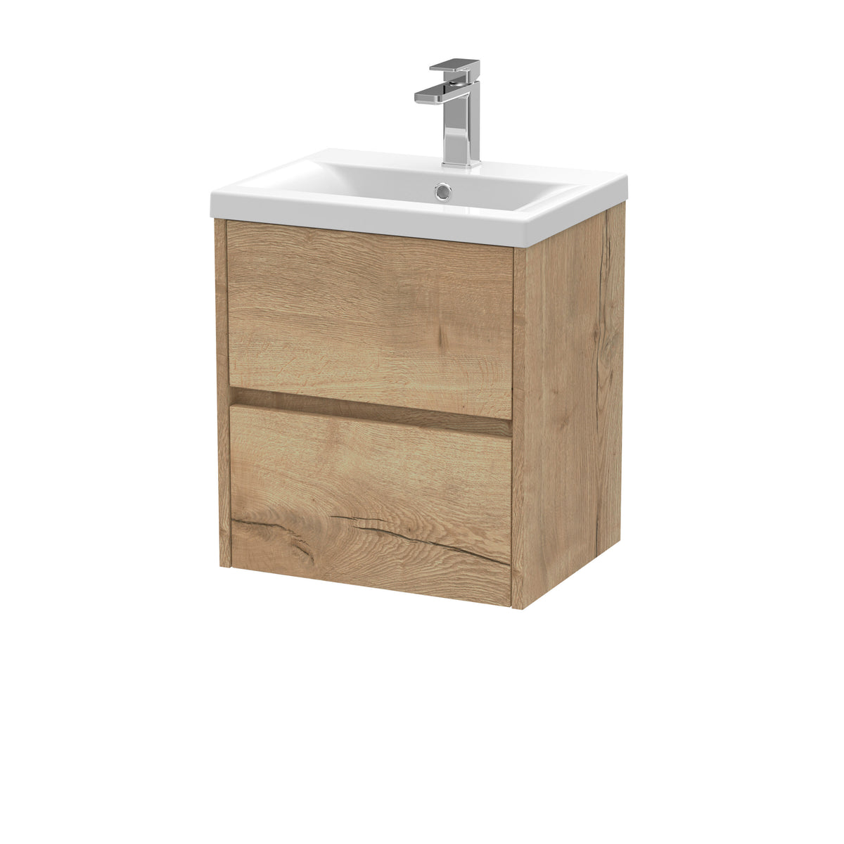 Nuie Havana 500mm 2 Drawer Wall Hung Vanity Unit With Mid-Edge Basin