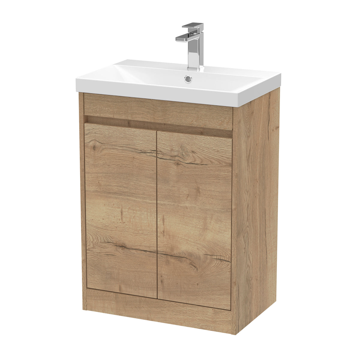 Nuie Havana 600mm 2 Door Floor Standing Vanity Unit With Thin-Edge Basin