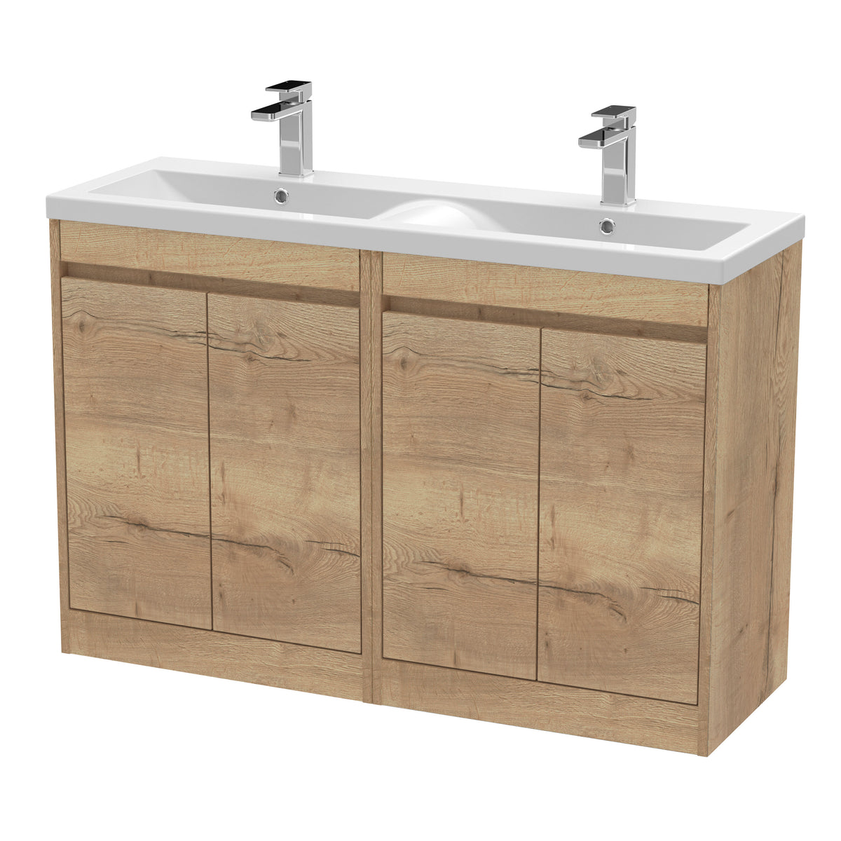 Nuie Havana 1200mm 4 Door Floor Standing Vanity Unit With Polymarble Basin