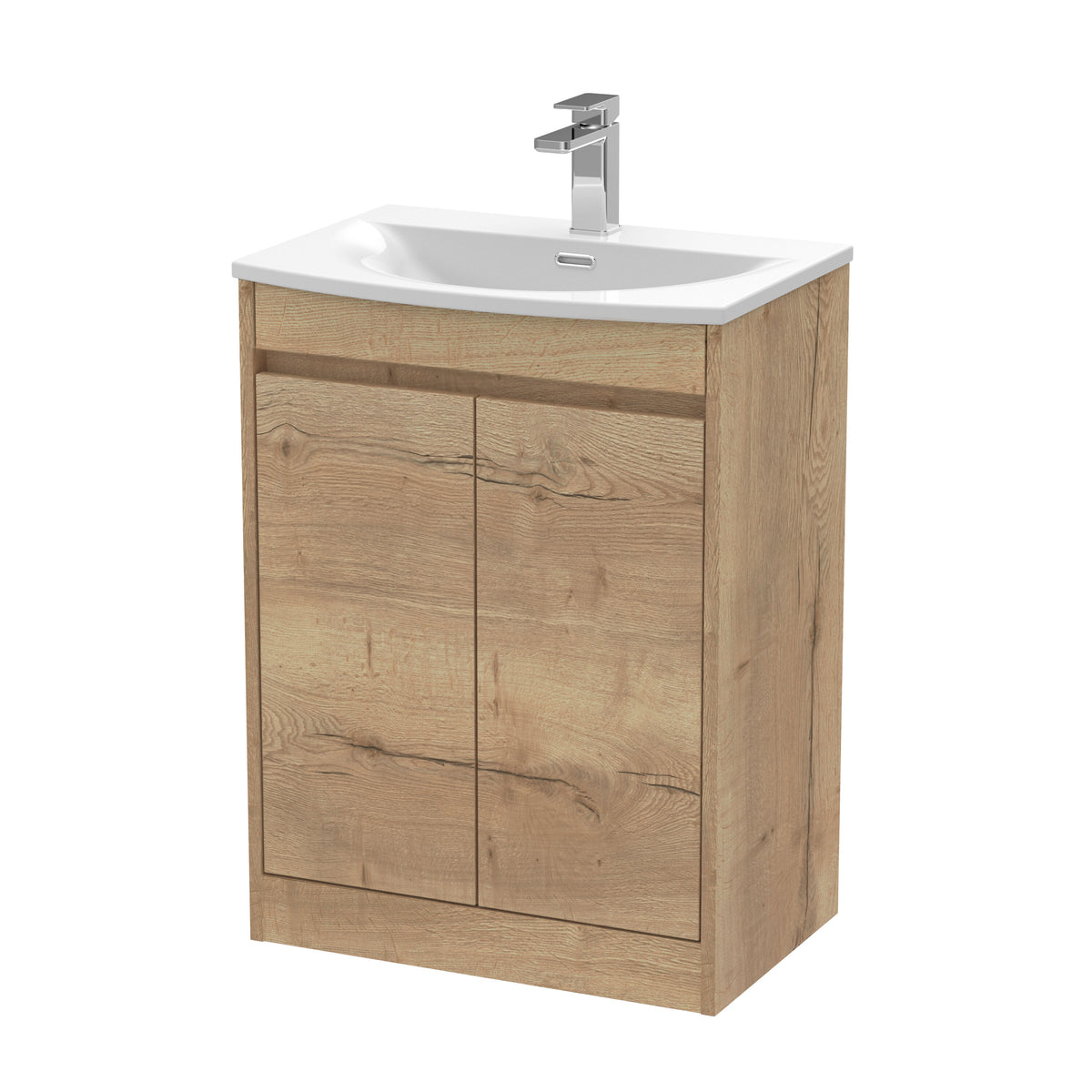 Nuie Havana 600mm 2 Door Floor Standing Vanity Unit With Curved Basin