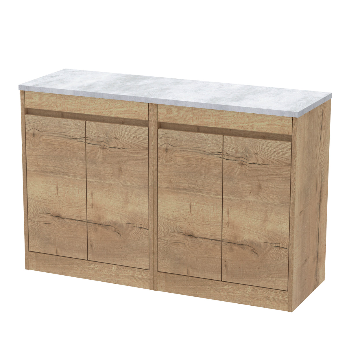 Nuie Havana 1200mm 4 Door Floor Standing Vanity Unit With Bellato Grey Worktop
