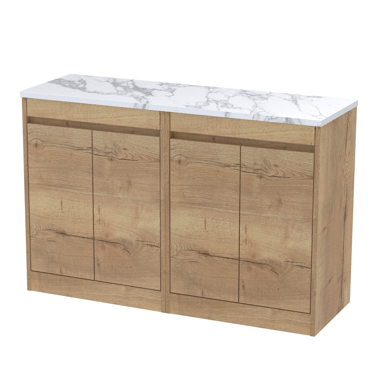 Nuie Havana 1200mm 4 Door Floor Standing Vanity Unit With Carrera Marble Worktop