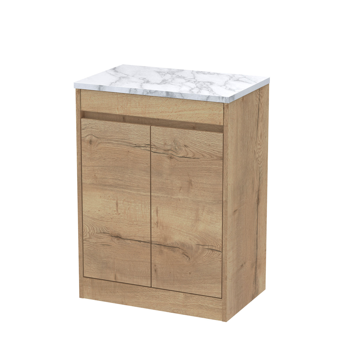 Nuie Havana 600mm 2 Door Floor Standing Vanity Unit With Carrera Marble Worktop