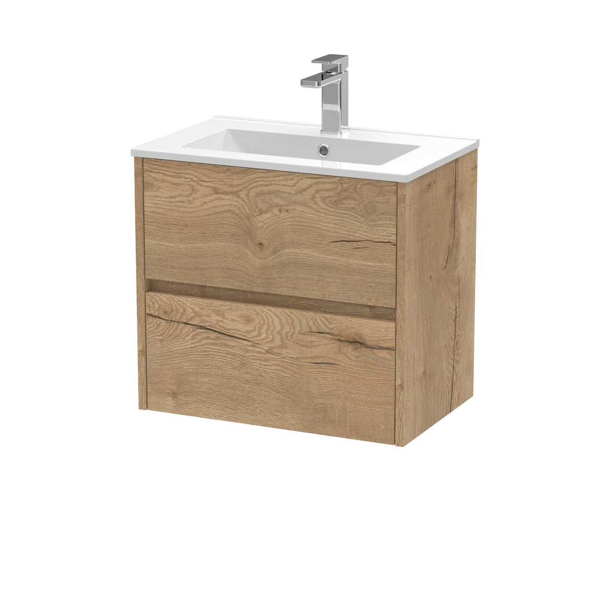 Nuie Havana 600mm 2 Drawer Wall Hung Vanity Unit With Minimalist Basin