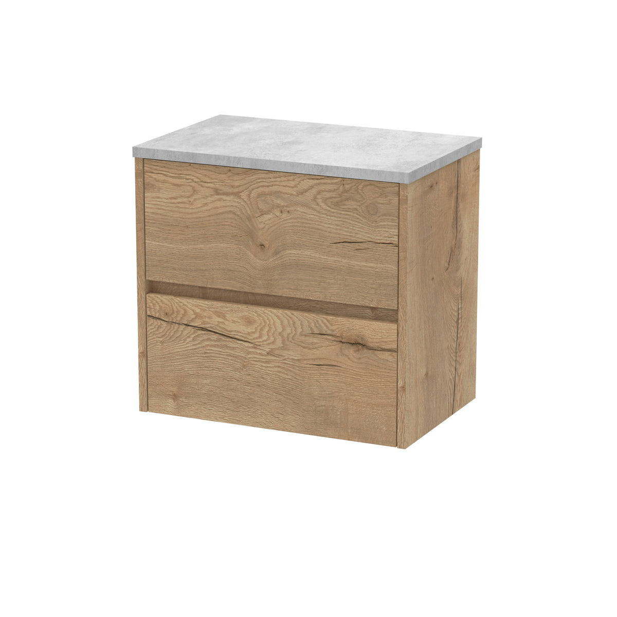 Nuie Havana 600mm 2 Drawer Wall Hung Vanity Unit With Bellato Grey Worktop