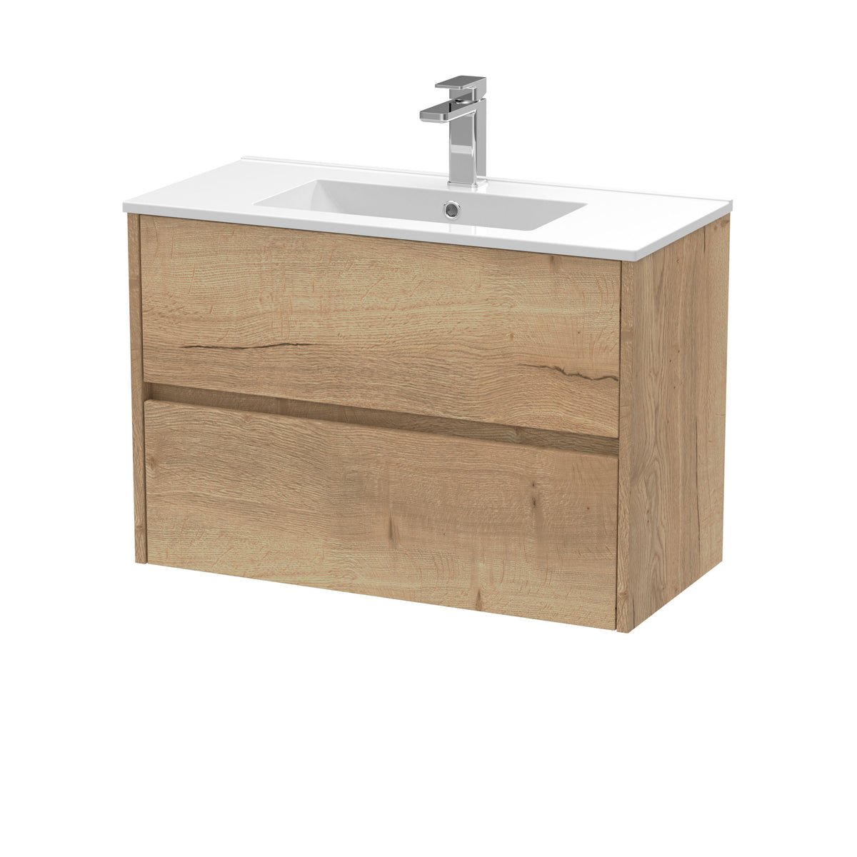 Nuie Havana 800mm 2 Drawer Wall Hung Vanity Unit With Minimalist Basin