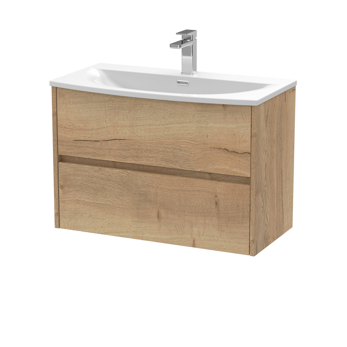 Nuie Havana 800mm 2 Drawer Wall Hung Vanity Unit With U-Shaped Curved Basin
