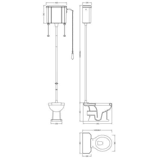 Hunton Traditional Low Level Brushed Brass Toilet With Cistern and Flush Pipe