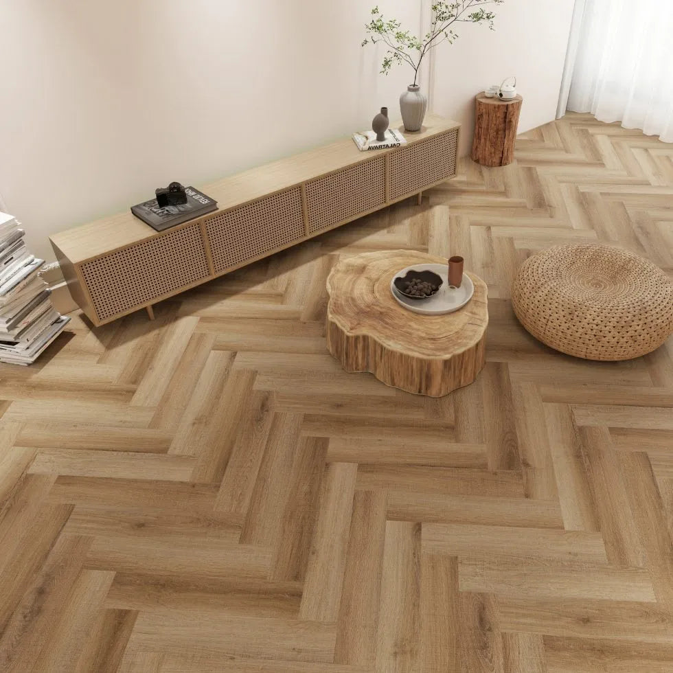 Cove Raby Herringbone SPC Flooring with Built-In Underlay