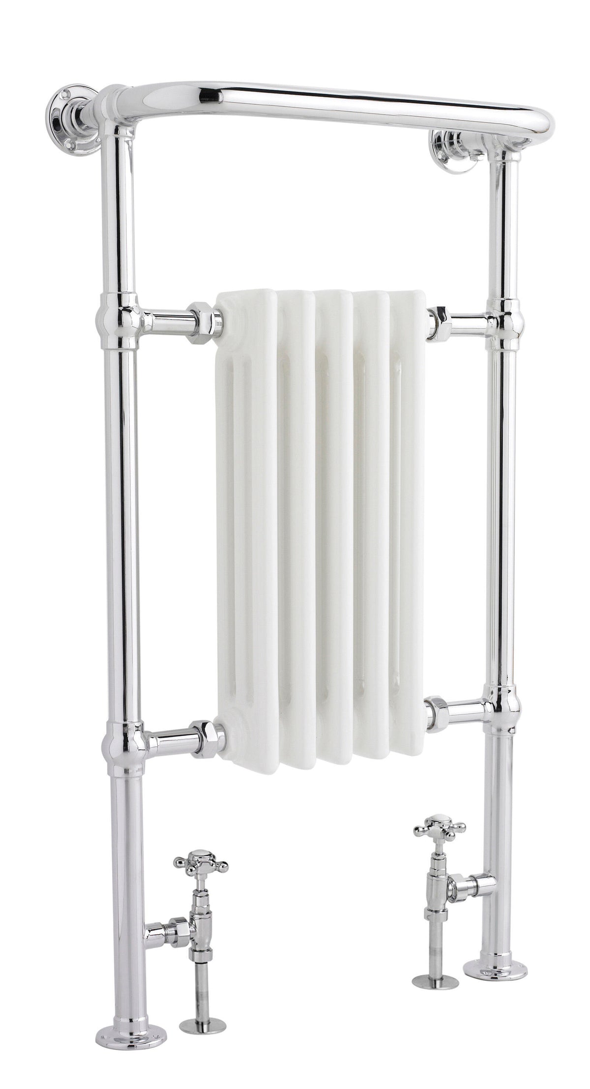 Old London Harrow Chrome / White 965mm x 538mm Vertical Traditional Column Radiator