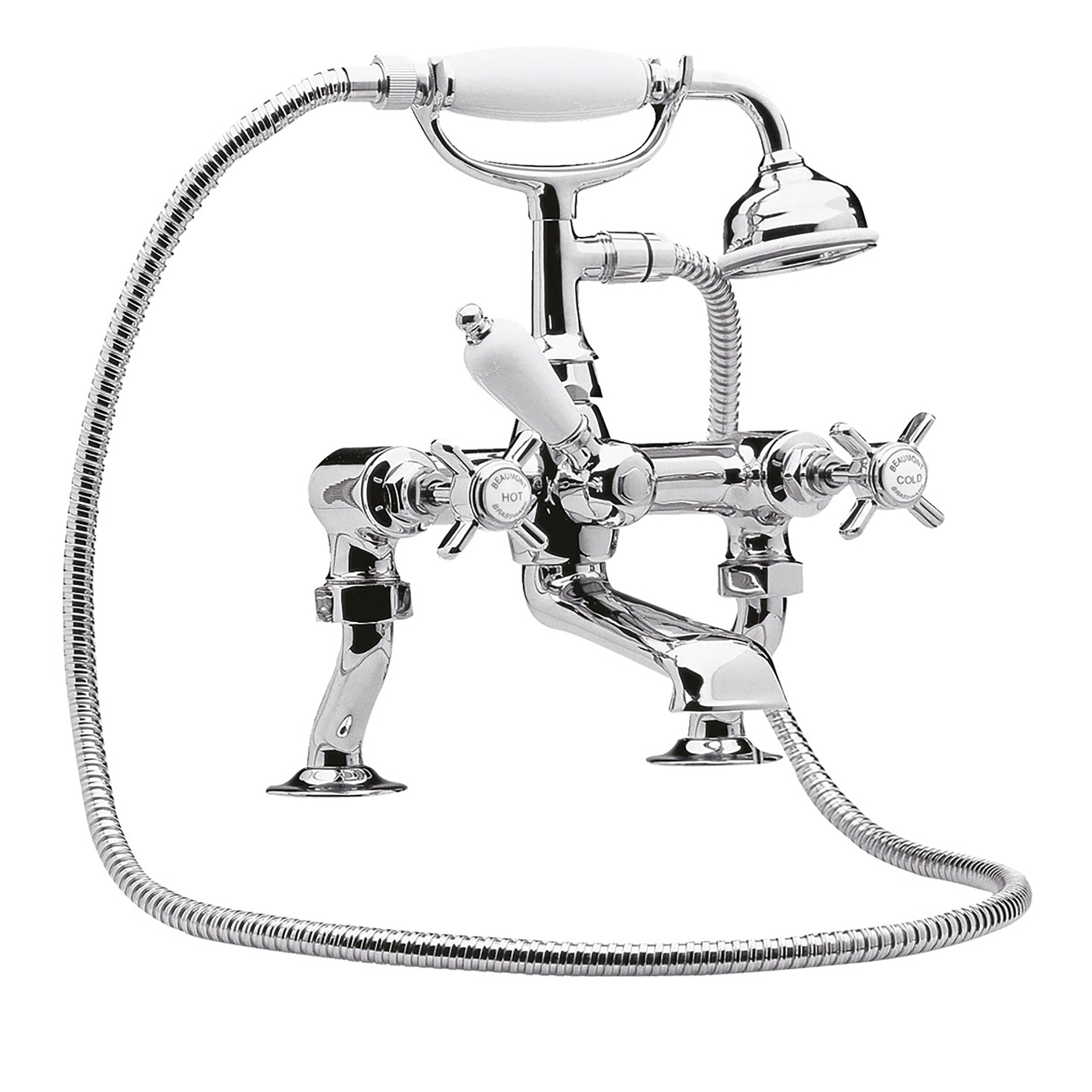 nuie Beaumont Chrome 3/4" Cranked Bath Shower Mixer
