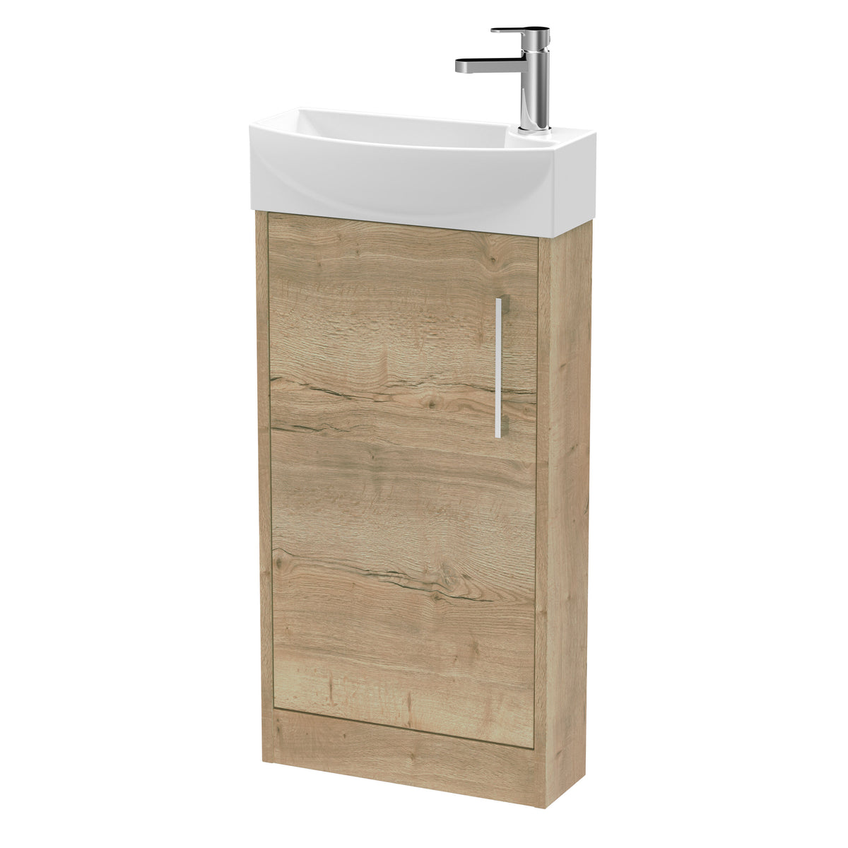 Hudson Reed Juno 440mm 1 Door Left-Hand Compact Cloakroom Floor Standing Vanity Unit With 1 Tap Hole Basin