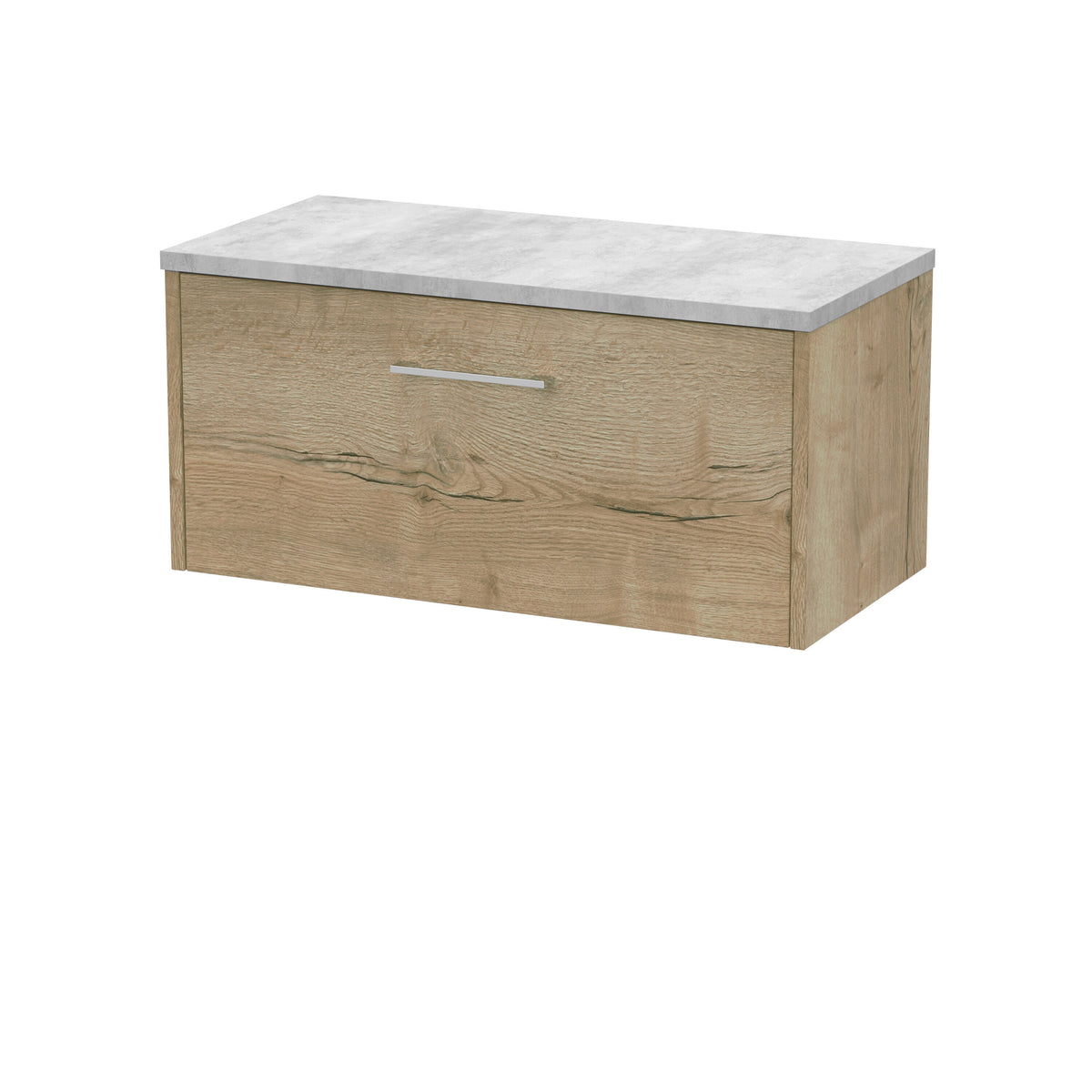Hudson Reed Juno 800mm 1 Drawer Wall Hung Vanity Unit With Bellato Grey Worktop