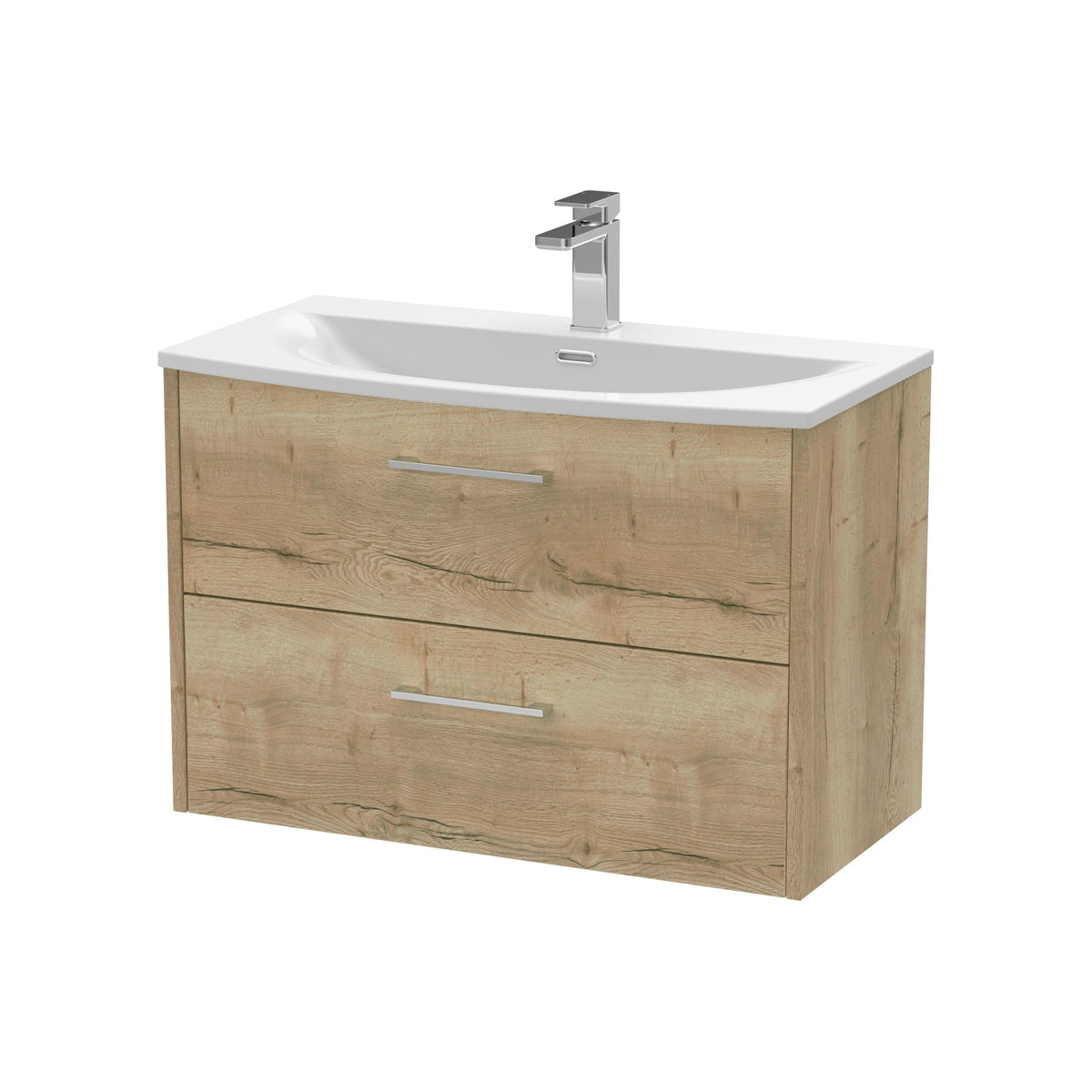 Hudson Reed Juno 800mm 2 Drawer Wall Hung Vanity Unit With U-Shaped Curved Basin