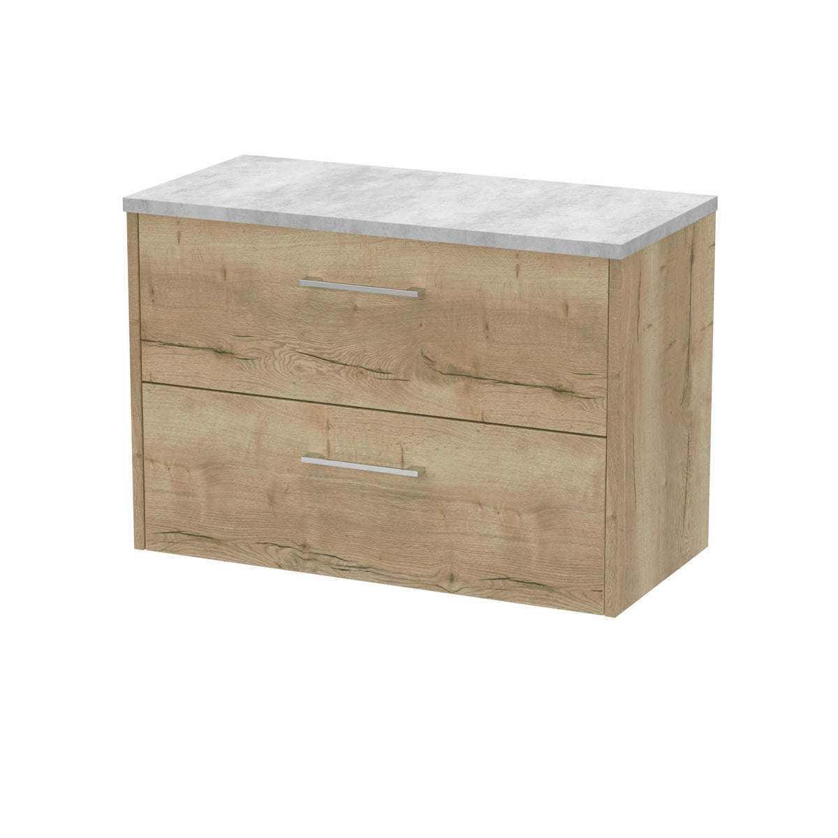 Hudson Reed Juno 800mm 2 Drawer Wall Hung Vanity Unit With Bellato Grey Worktop