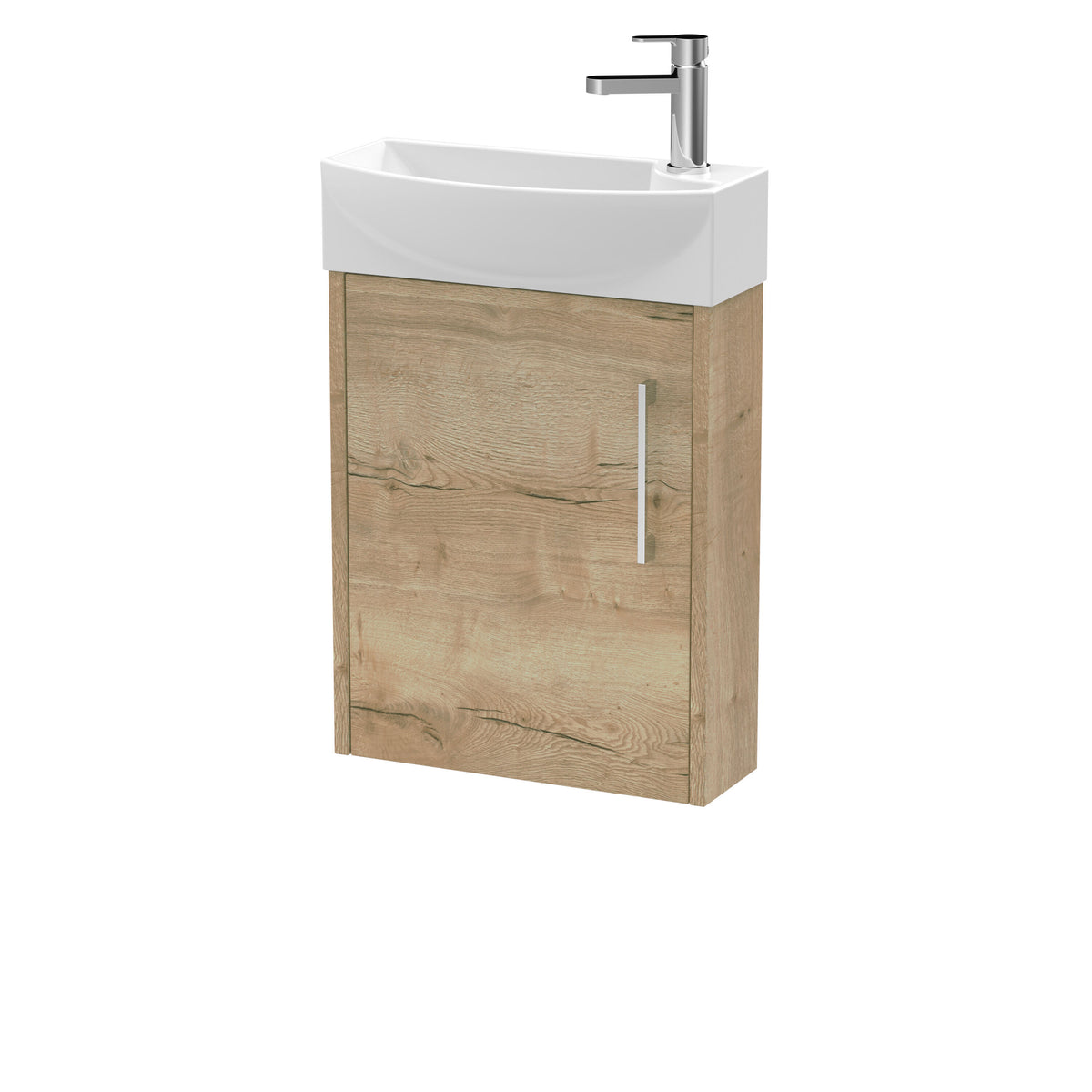 Hudson Reed Juno 440mm 1 Door Left-Hand Cloakroom Floor Standing Vanity Unit With 1 Tap Hole Basin