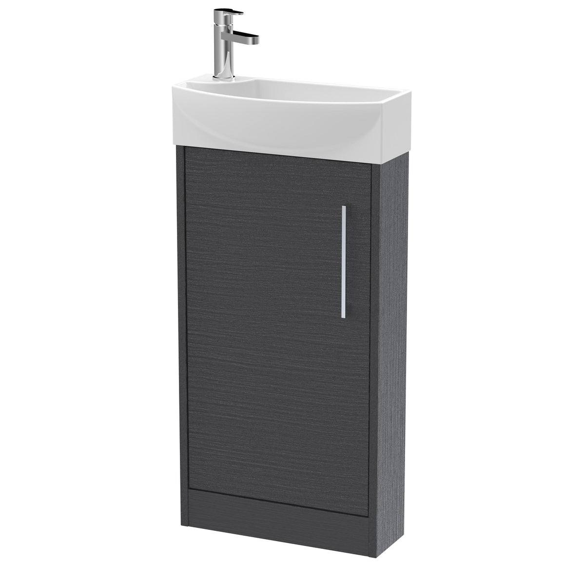 Hudson Reed Juno 440mm 1 Door Right-Hand Compact Cloakroom Floor Standing Vanity Unit With 1 Tap Hole Basin