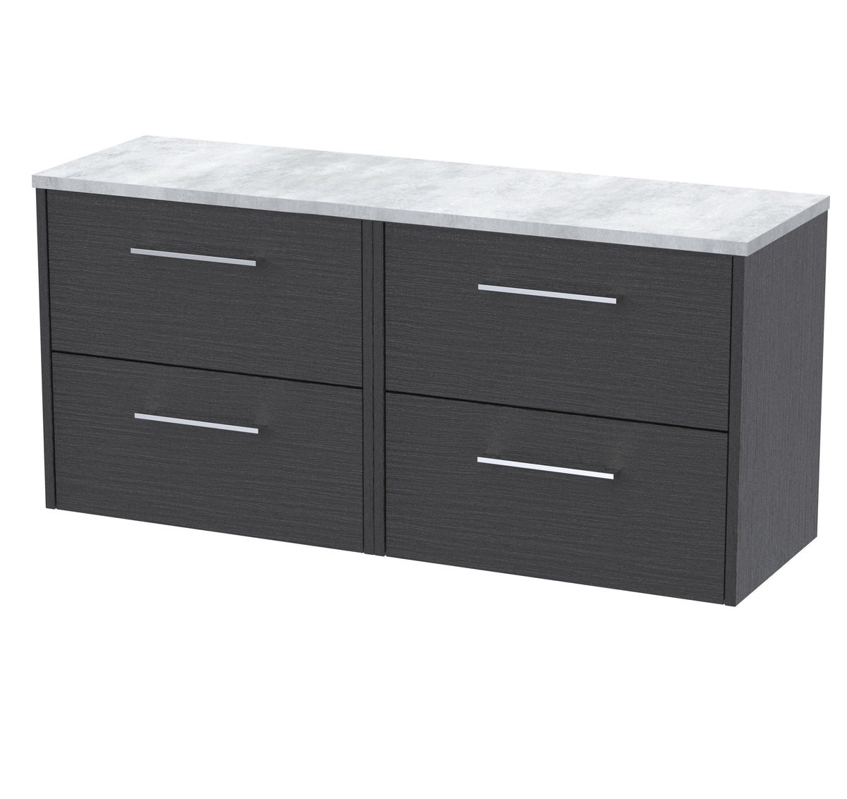 Hudson Reed Juno 1200mm 4 Drawer Wall Hung Vanity Unit With Bellato Grey Worktop