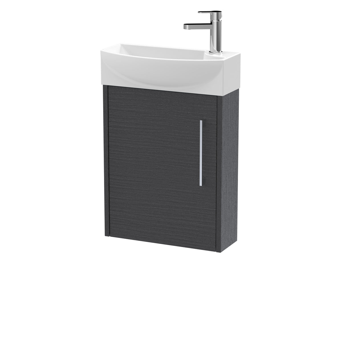 Hudson Reed Juno 440mm 1 Door Left-Hand Compact Cloakroom Floor Standing Vanity Unit With 1 Tap Hole Basin