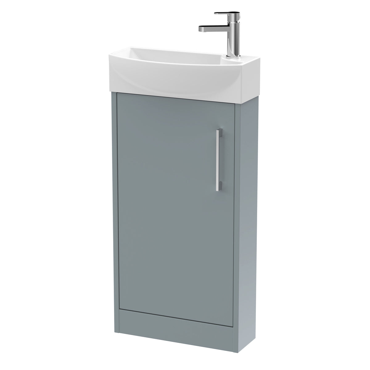 Hudson Reed Juno 440mm Woodgrain 1 Door Left-Hand Compact Cloakroom Floor Standing Vanity Unit With 1 Tap Hole Basin