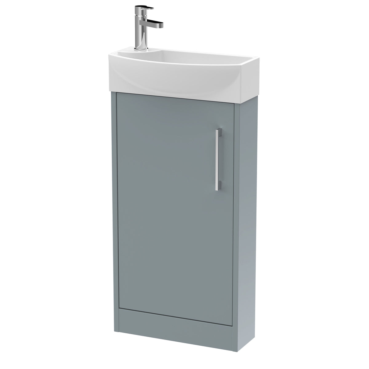 Hudson Reed Juno 440mm Woodgrain 1 Door Right-Hand Compact Cloakroom Floor Standing Vanity Unit With 1 Tap Hole Basin