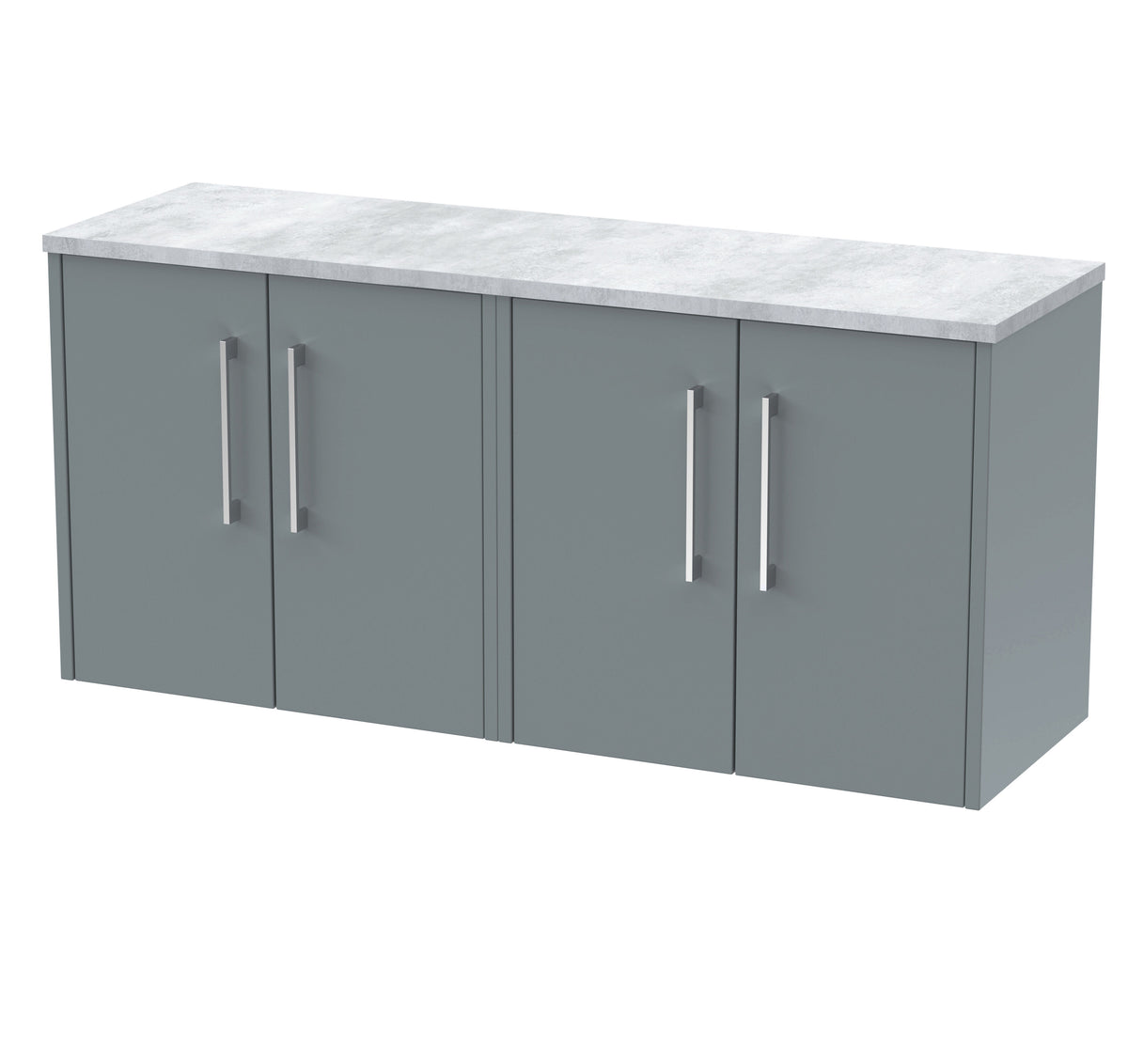 Hudson Reed Juno 1200mm 4 Door Wall Hung Vanity Unit With Bellato Grey Worktop