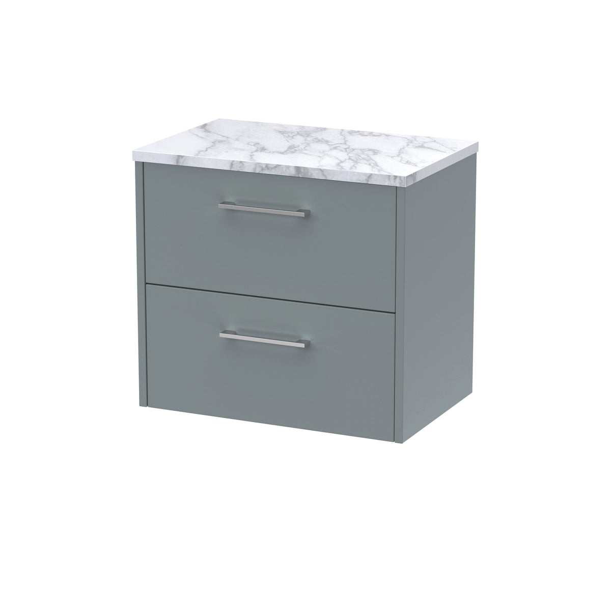Hudson Reed Juno 600mm 2 Drawer Wall Hung Vanity Unit With Carrara Laminate Worktop