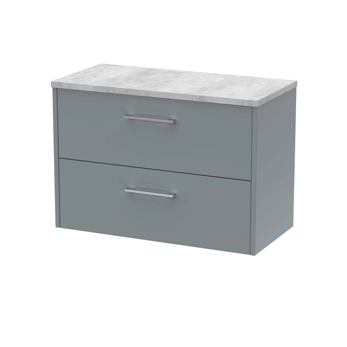 Hudson Reed Juno 800mm 2 Drawer Wall Hung Vanity Unit With Bellato Grey Worktop