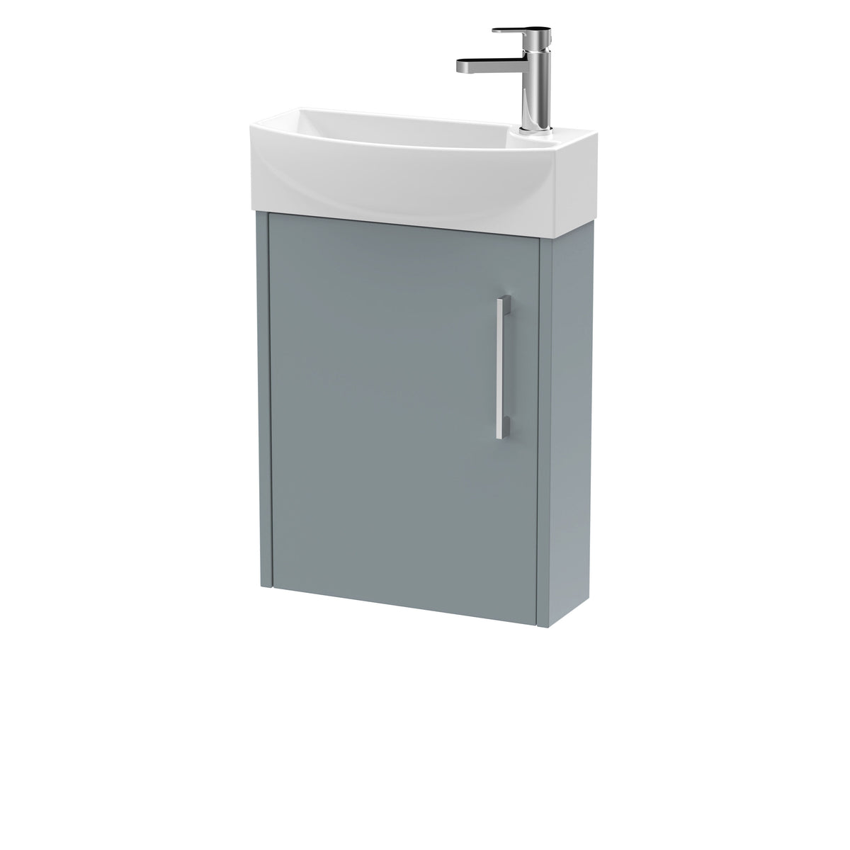 Hudson Reed Juno 440mm Woodgrain 1 Door Left-Hand Compact Cloakroom Floor Standing Vanity Unit With 1 Tap Hole Basin