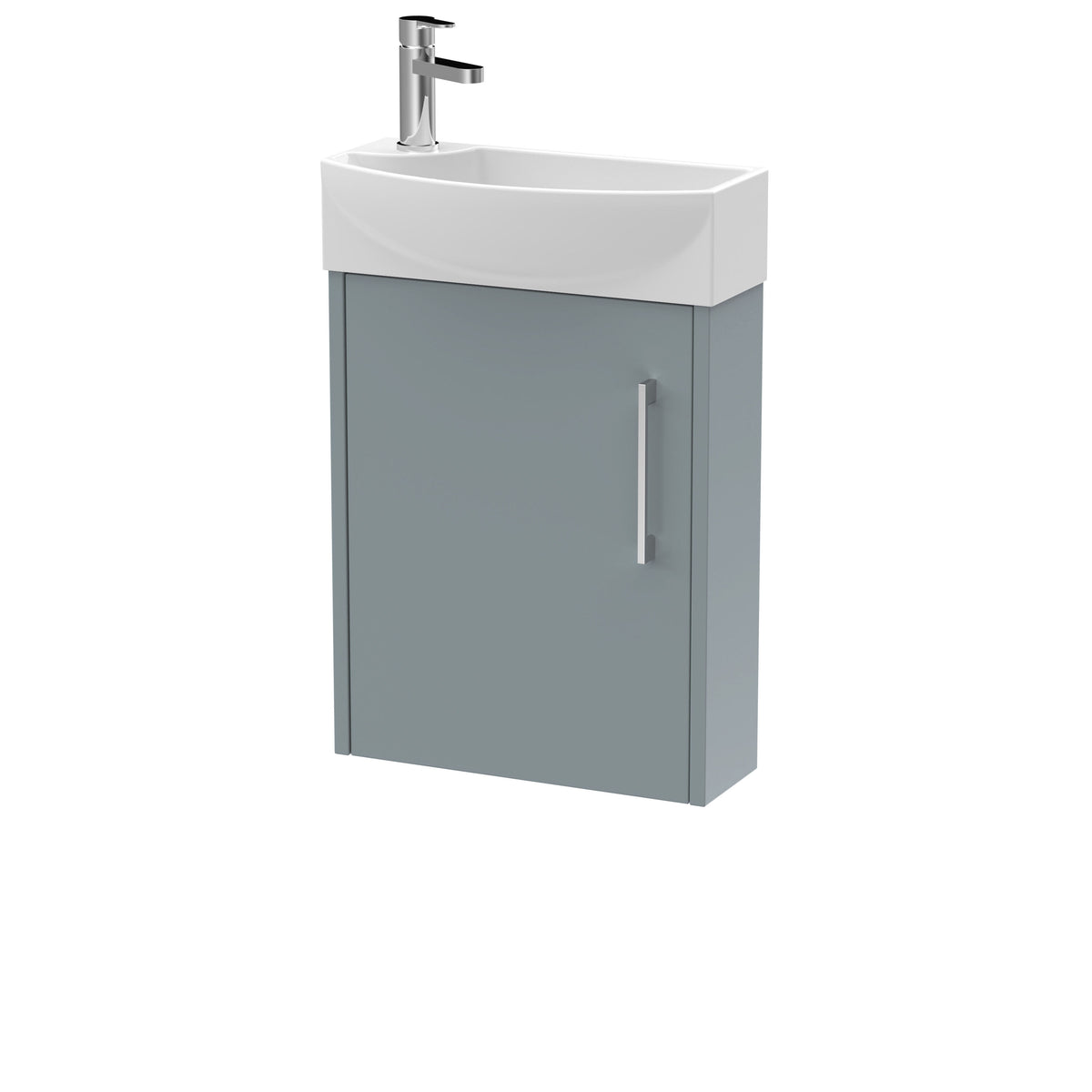 Hudson Reed Juno 440mm Woodgrain 1 Door Right-Hand Compact Cloakroom Floor Standing Vanity Unit With 1 Tap Hole Basin