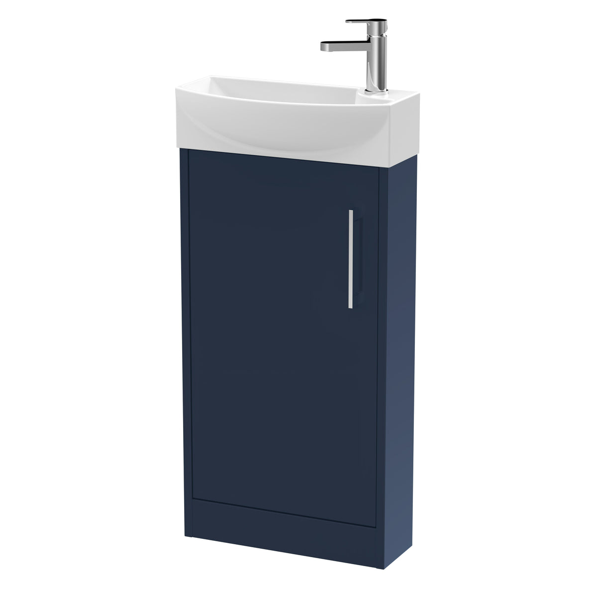 Hudson Reed Juno 440mm Woodgrain 1 Door Left-Hand Compact Cloakroom Floor Standing Vanity Unit With 1 Tap Hole Basin