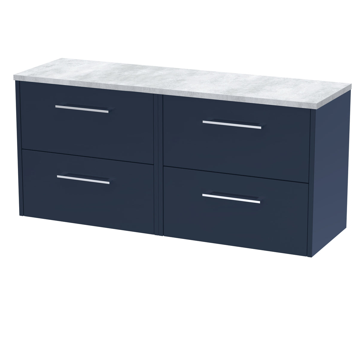 Hudson Reed Juno 1200mm 4 Drawer Wall Hung Vanity Unit With Bellato Grey Worktop