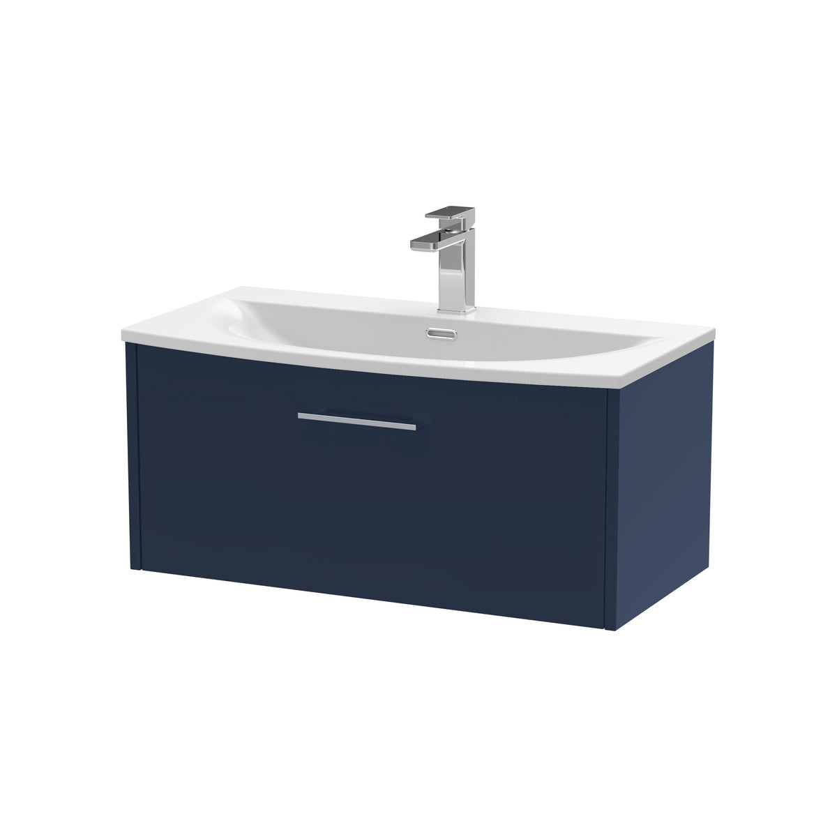 Hudson Reed Juno 800mm 1 Drawer Wall Hung Vanity Unit With U-Shaped Curved Basin