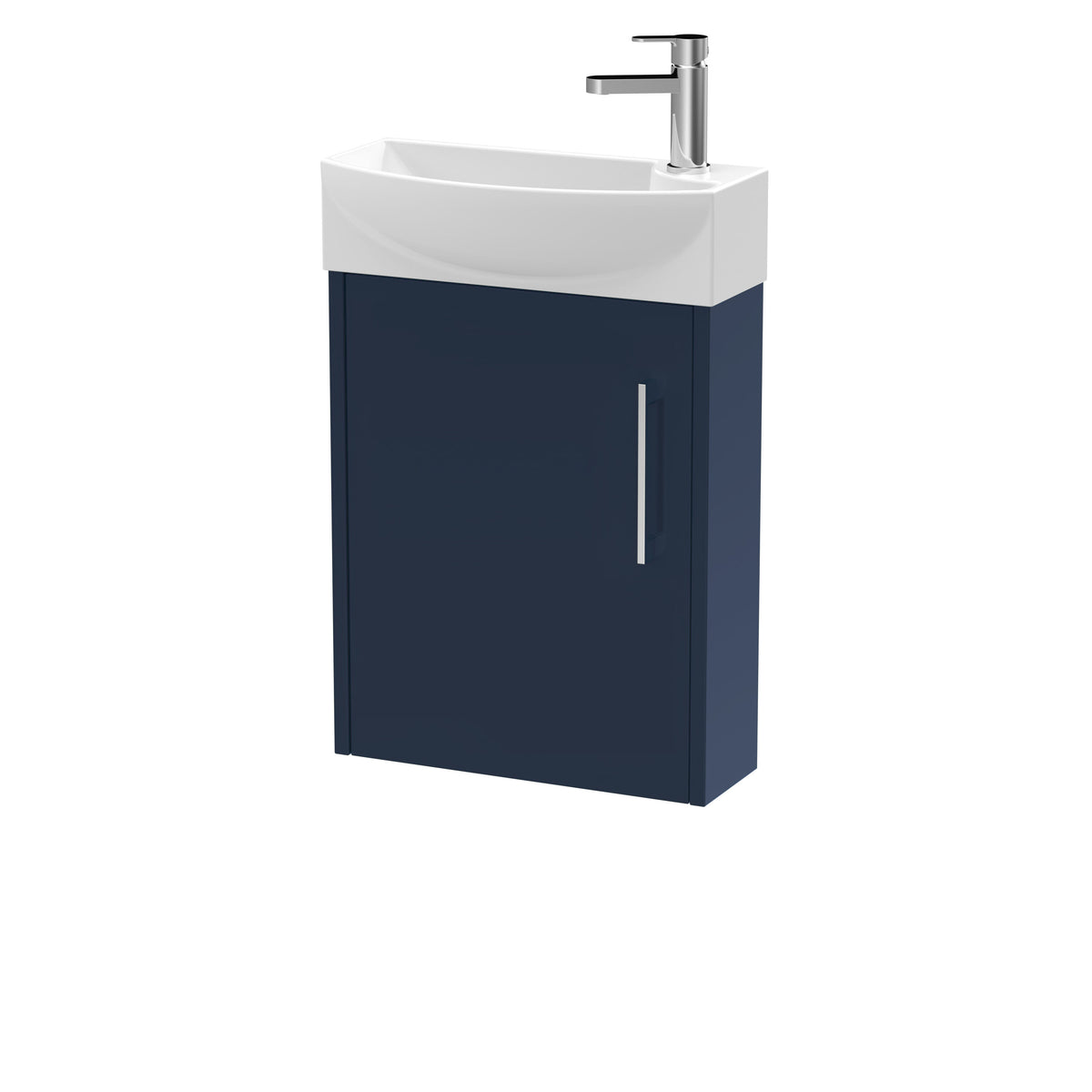 Hudson Reed Juno 440mm Woodgrain 1 Door Left-Hand Compact Cloakroom Floor Standing Vanity Unit With 1 Tap Hole Basin