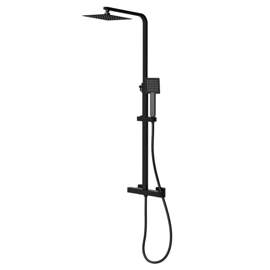 nuie choice Matt Black Dual Shower Valve Rigid Riser Kit