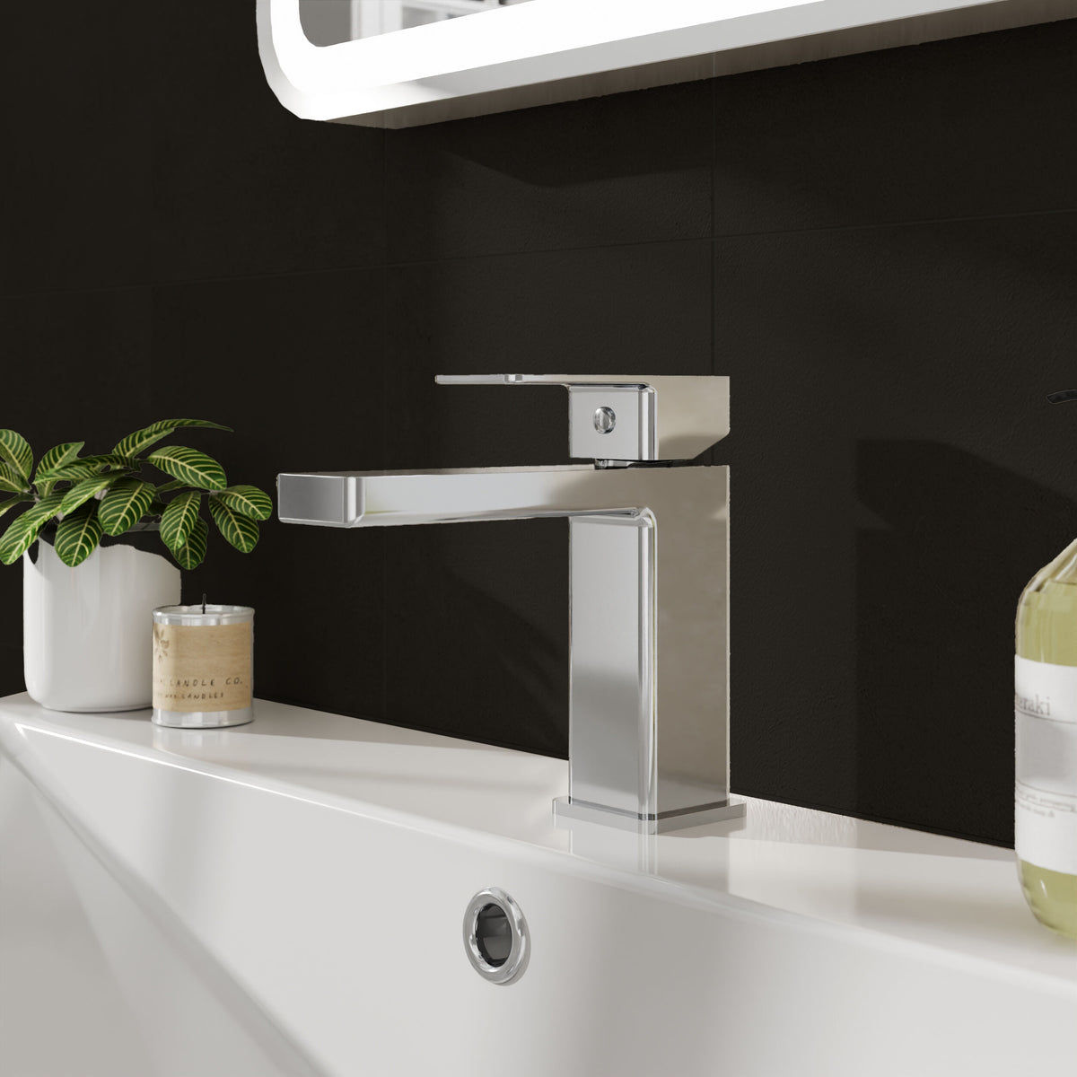 nuie choice Kalk Chrome Mono Basin Mixer With Push Button Waste - Lifestyle image
