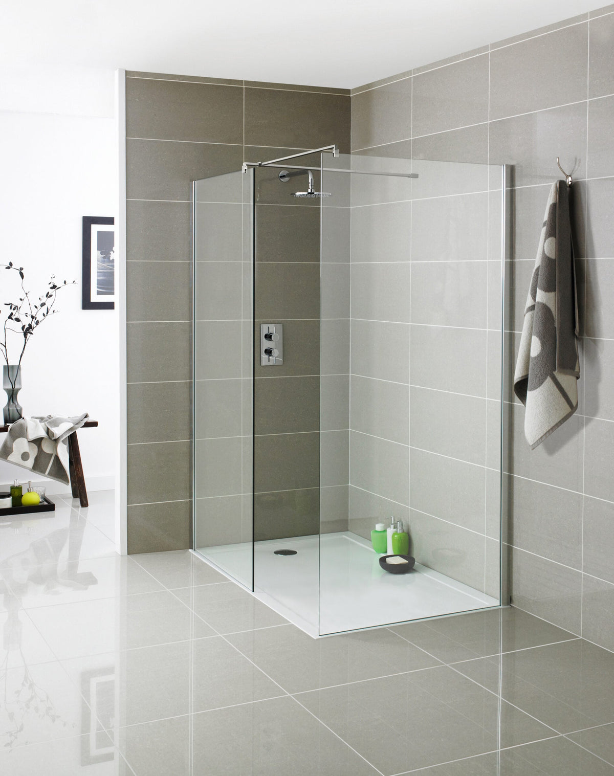 KV8 Wetroom Screen 700x2000mm (GLASS ONLY) Profile and Support Arm Sold separately - KCEIGHT700W