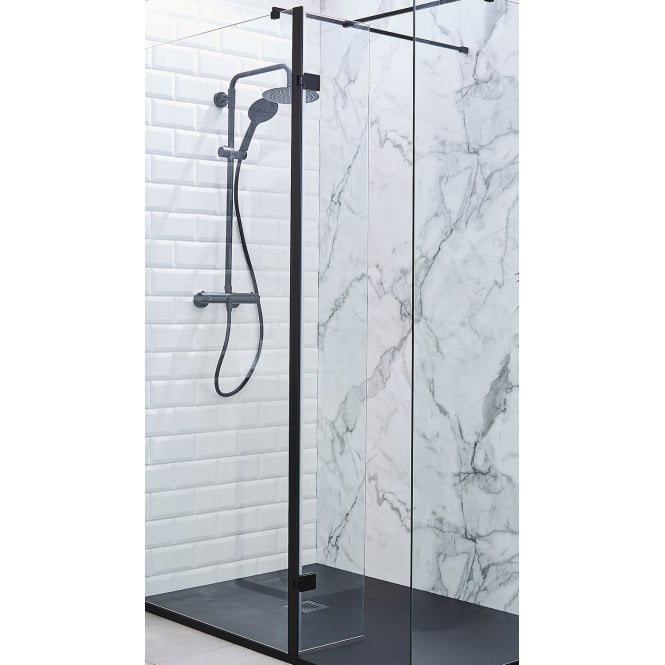 KV8 Hinged Wetroom Return Panel Nero - KCNER300W - KCNER300W 1