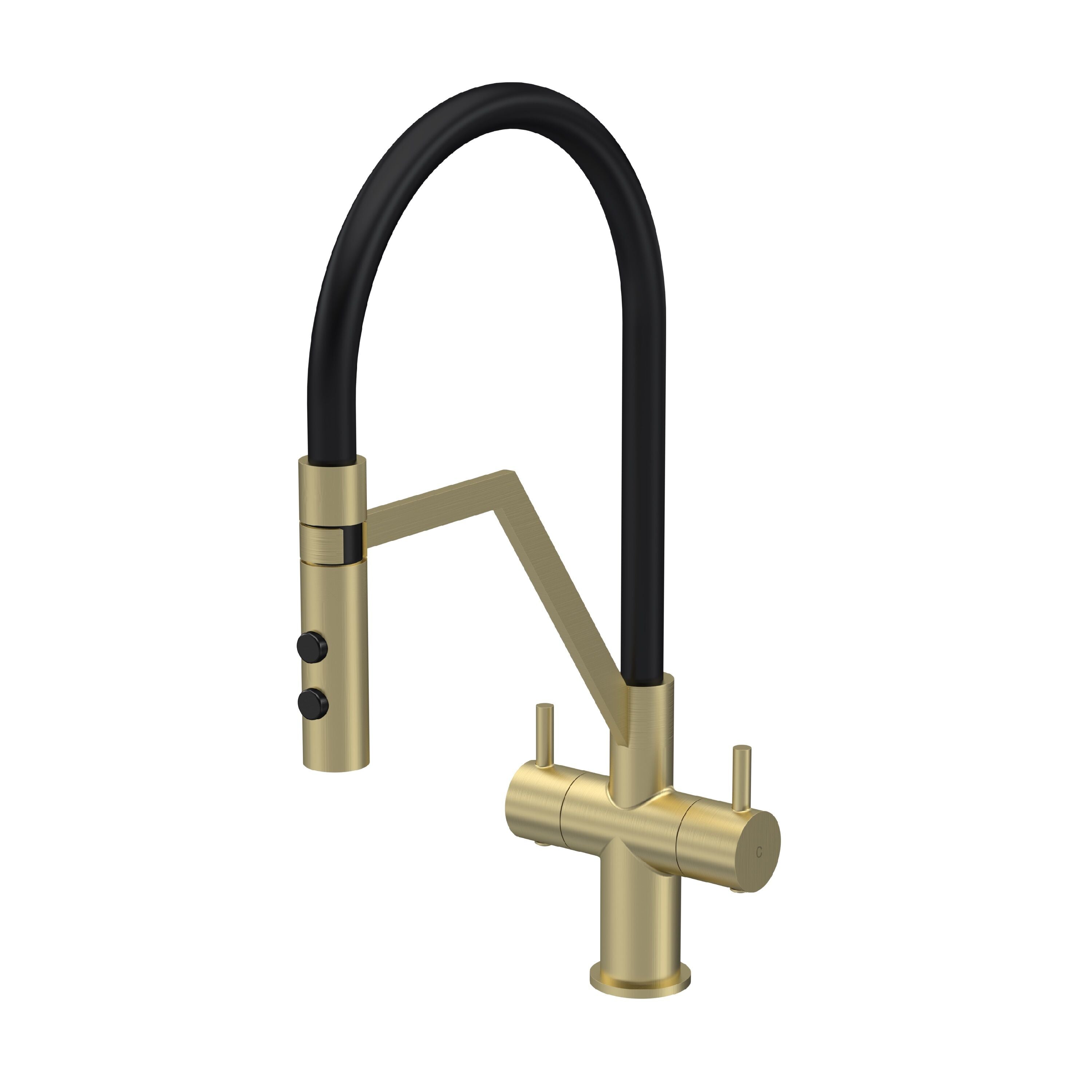 nuie Ravi Mono Basin Twin Lever Round Basin Tap & Manetic Rinser