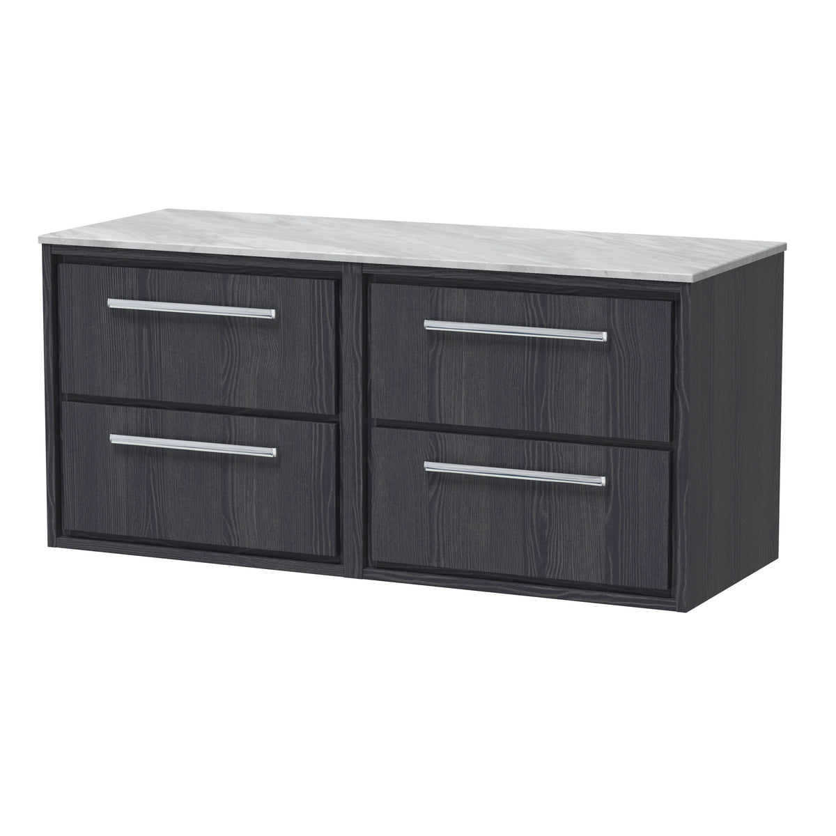 Hudson Reed Lille 1200mm 4 Drawer Wall Hung Vanity Unit With Grey Marble Worktop