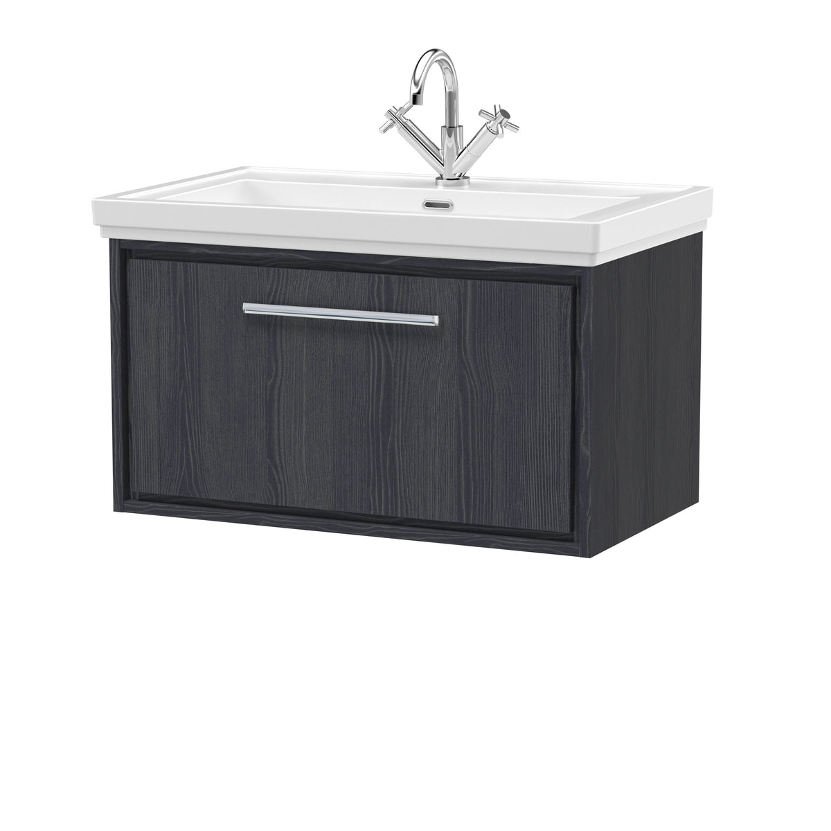 Hudson Reed Lille 800mm 1 Drawer Wall Hung Vanity Unit With 1 Tap Hole Fireclay Basin